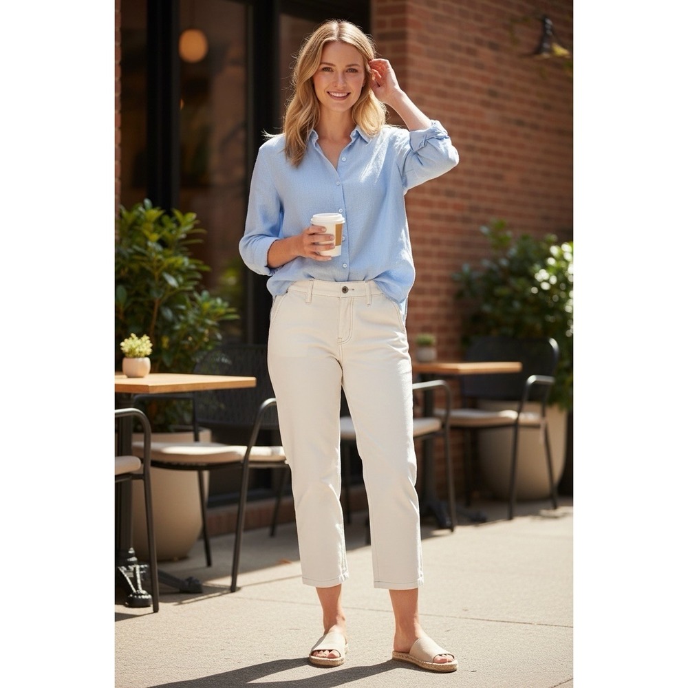 Daisy Fuentes Women's Pants Size 12 White Cotton Blend